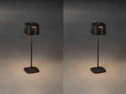2er Set Wiederaufladbare Akku LED Outdoor Tischleuchten, Schwarz Höhe 36cm