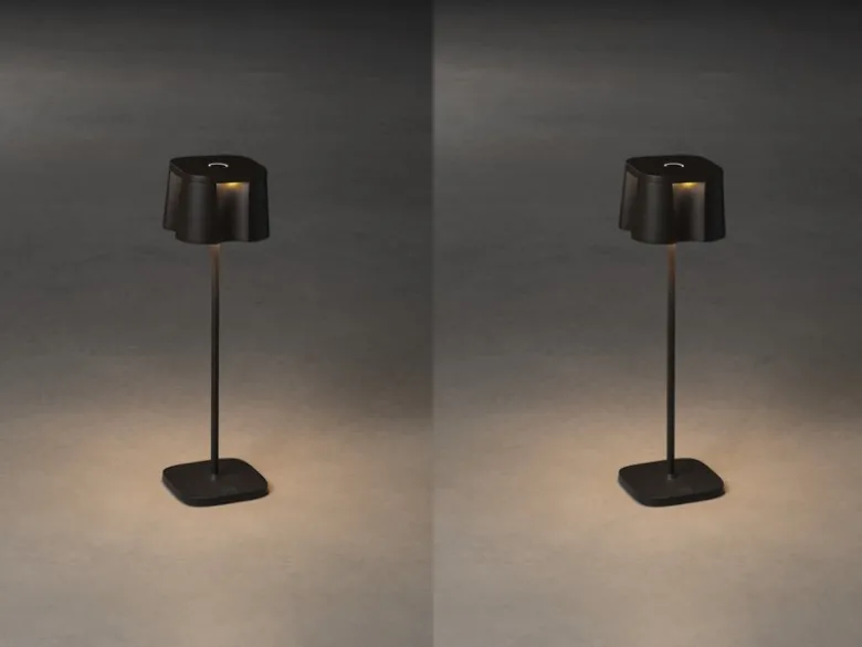2er Set Wiederaufladbare Akku LED Outdoor Tischleuchten, Schwarz Höhe 36cm