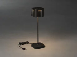 2er Set Wiederaufladbare Akku LED Outdoor Tischleuchten, Schwarz Höhe 36cm