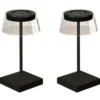 2er Set Wiederaufladbare LED Outdoor Tischleuchten dimmbar in Schwarz, Höhe 27cm