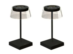 2er Set Wiederaufladbare LED Outdoor Tischleuchten dimmbar in Schwarz, Höhe 27cm