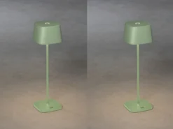 2er Set Wiederaufladbare LED Outdoor Tischleuchten dimmbar in Grün, Höhe 36cm