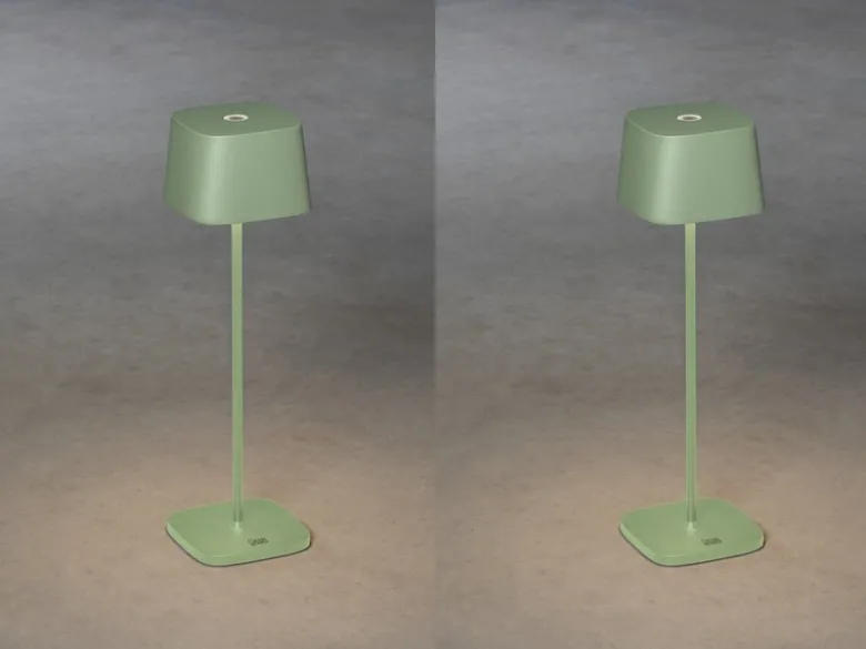 2er Set Wiederaufladbare LED Outdoor Tischleuchten dimmbar in Grün, Höhe 36cm