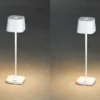 2er Set Wiederaufladbare LED Outdoor Tischleuchten dimmbar in Weiß, Höhe 25cm