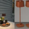 2er Set Wiederaufladbare LED Outdoor Tischleuchten dimmbar in Braun, Höhe 36cm