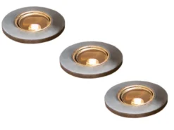 Erweiterungs 3er SET Mini Bodeneinbauspots Edelstahl/Glas Ø3,5cm IP44, G4