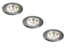 Erweiterungs 3er SET Mini LED Bodeneinbauspots Edelstahl/Glas Ø7cm IP44