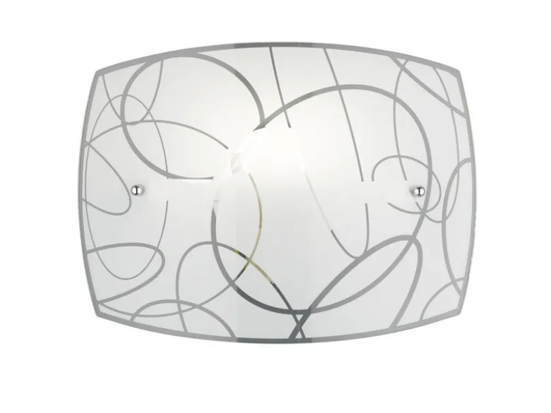Exklusive LED Wandleuchte DIMMBAR Glasschirm in weiß mit dezentem Dekor, B: 30cm