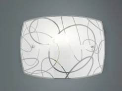 Exklusive Wandleuchte SPIRELLI Glasschirm in Weiß mit dezentem Dekor, B: 30cm