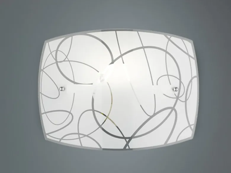 Exklusive Wandleuchte SPIRELLI Glasschirm in Weiß mit dezentem Dekor, B: 30cm