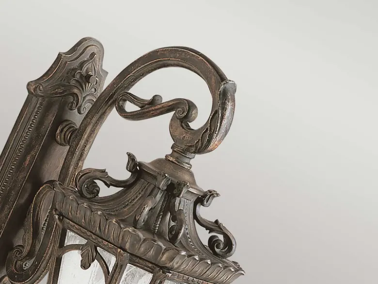 Extra große antike Außenwandleuchte TOURNAI hängend Bronzefarbig, Höhe 74cm