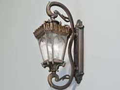 Extra große antike Außenwandleuchte TOURNAI stehend Bronzefarbig, Höhe 117cm