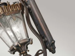 Extra große antike Außenwandleuchte TOURNAI stehend Bronzefarbig, Höhe 117cm