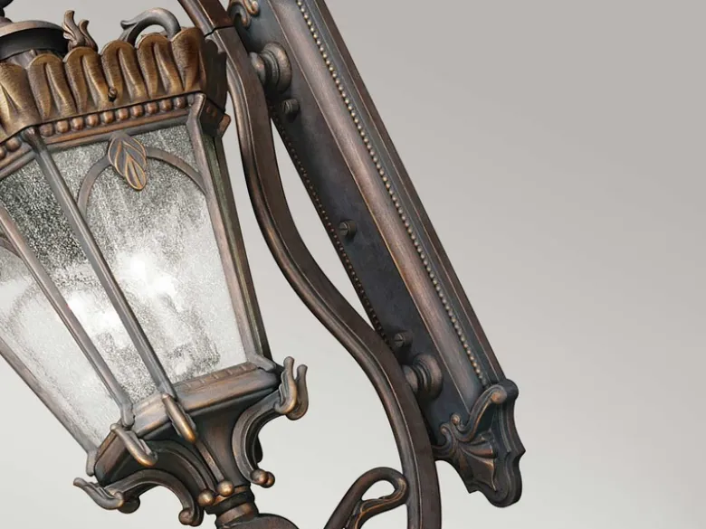 Extra große antike Außenwandleuchte TOURNAI stehend Bronzefarbig, Höhe 117cm
