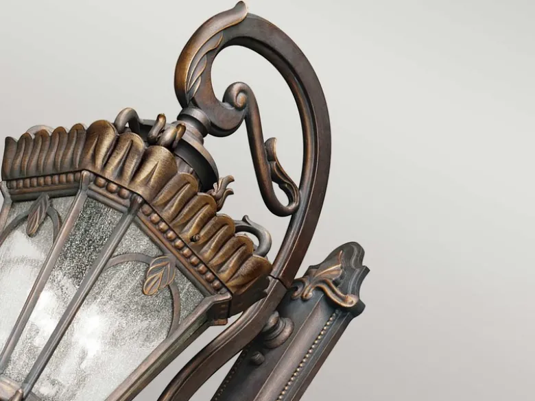 Extra große antike Außenwandleuchte TOURNAI stehend Bronzefarbig, Höhe 117cm