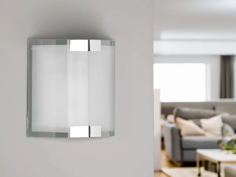 Flache Innen Wandleuchte DIVO mit Glas Lampenschirm Weiß, Höhe 20cm