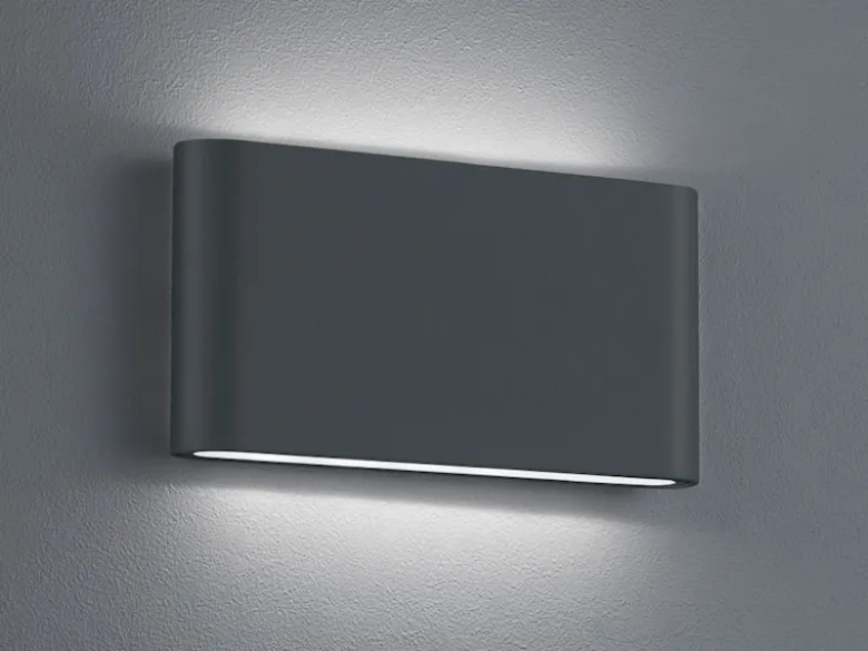 Flache LED Außenwandleuchte THAMES Up Down Light in Anthrazit 17,5cm breit
