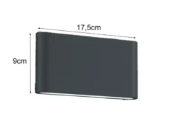 Flache LED Außenwandleuchte THAMES Up Down Light in Anthrazit 17,5cm breit