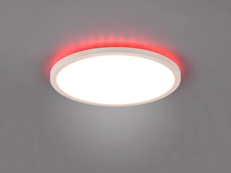 Flache LED Deckenleuchte AUREO Weiß, dimmbar, RGB Farbwechsler, Ø 29cm