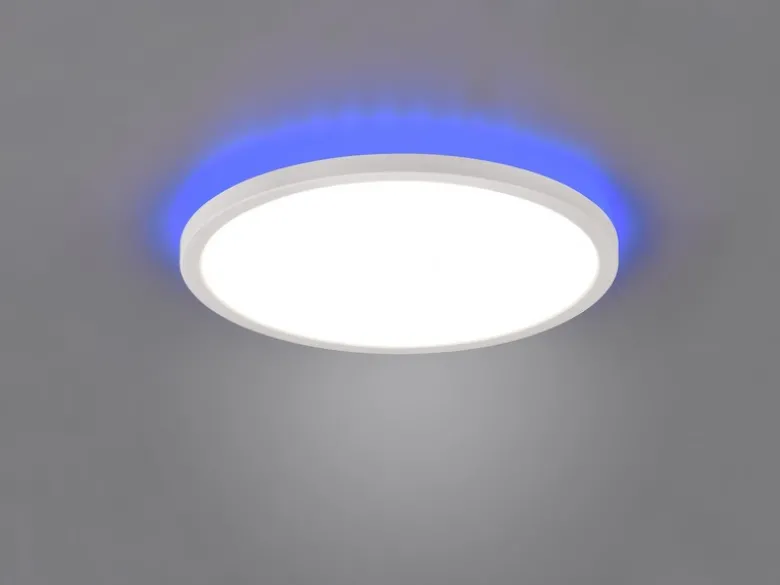 Flache LED Deckenleuchte AUREO Weiß, dimmbar, RGB Farbwechsler, Ø 29cm