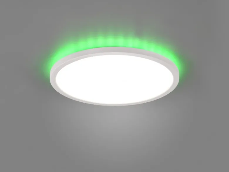 Flache LED Deckenleuchte AUREO Weiß, dimmbar, RGB Farbwechsler, Ø 29cm