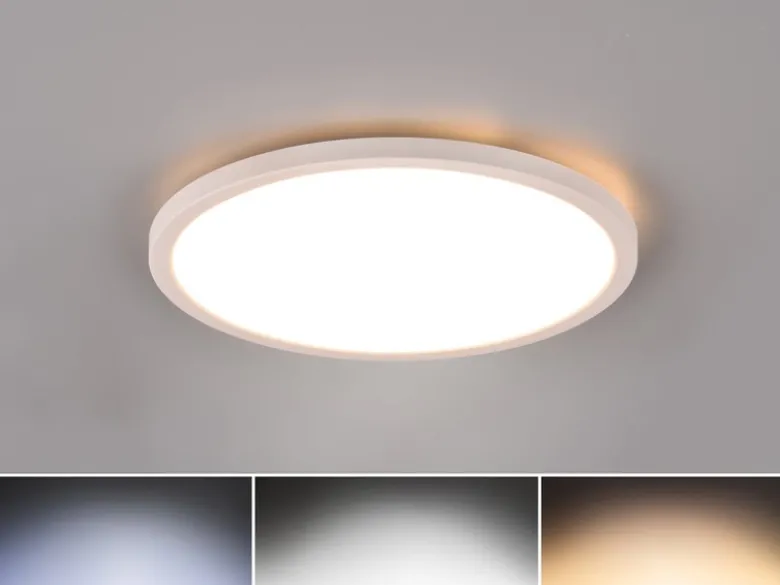 Flache LED Deckenleuchte AUREO Weiß, dimmbar, RGB Farbwechsler, Ø 29cm