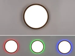 Flache LED Deckenleuchte AUREO Schwarz dimmbar RGB Farbwechsler, Ø 29cm