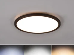 Flache LED Deckenleuchte AUREO Schwarz dimmbar RGB Farbwechsler, Ø 29cm