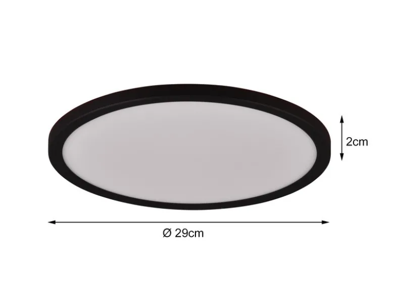 Flache LED Deckenleuchte AUREO Schwarz dimmbar RGB Farbwechsler, Ø 29cm