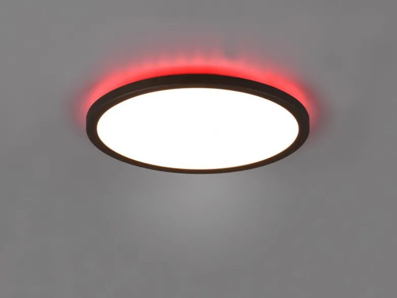 Flache LED Deckenleuchte AUREO Schwarz dimmbar RGB Farbwechsler, Ø 29cm