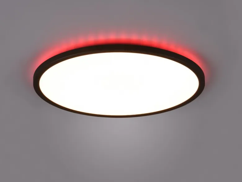 Flache LED Deckenleuchte AUREO Schwarz, mit Fernbedienung dimmbar Ø 40cm