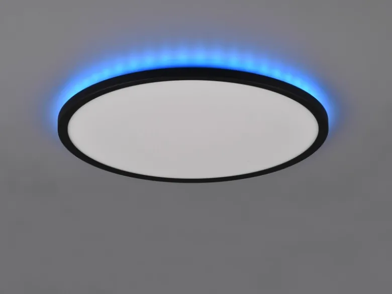 Flache LED Deckenleuchte AUREO Schwarz, mit Fernbedienung dimmbar Ø 40cm