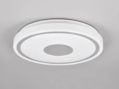 Flache LED Deckenleuchte BUNDA Weiß-Chrom, Neutralweiß, Ø 33cm
