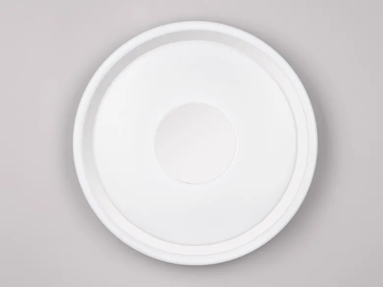 Flache LED Deckenleuchte BUNDA Weiß-Chrom, Neutralweiß, Ø 33cm