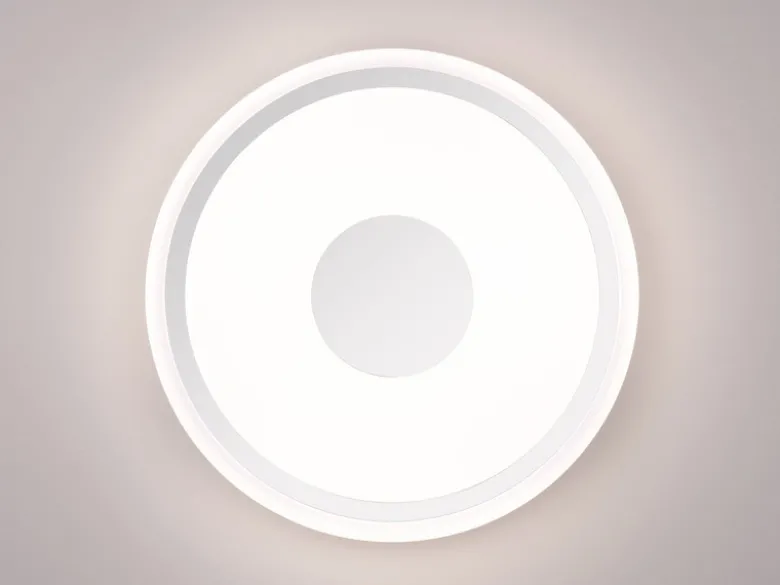 Flache LED Deckenleuchte BUNDA Weiß-Chrom, Neutralweiß, Ø 33cm