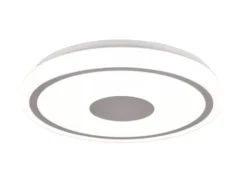 Flache LED Deckenleuchte BUNDA Weiß-Chrom, Neutralweiß, Ø 33cm