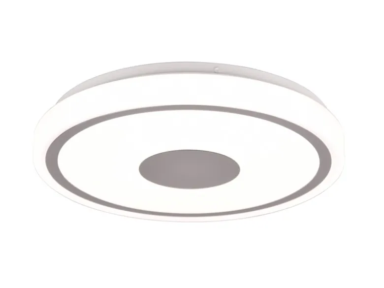Flache LED Deckenleuchte BUNDA Weiß-Chrom, Neutralweiß, Ø 33cm