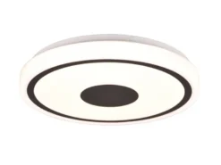 Flache LED Deckenleuchte BUNDA Weiß-Schwarz, Warmweiß, Ø 33cm