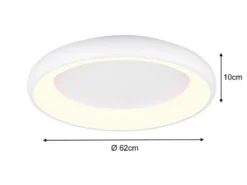 Flache LED Deckenleuchte CARDONA groß Weiß, dimmbar & 3 Lichtfarben, Ø 62cm