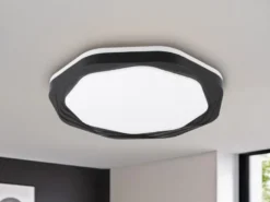 Flache LED Deckenleuchte dimmbar über Schalter Weiß Schwarz, Ø 52,5cm
