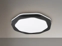 Flache LED Deckenleuchte dimmbar über Schalter Weiß Schwarz, Ø 52,5cm