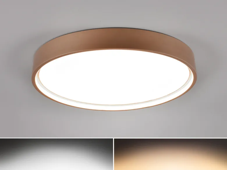 Flache LED Deckenleuchte DOHA mit 2 Lichtfarben in Coffee, Ø 45cm