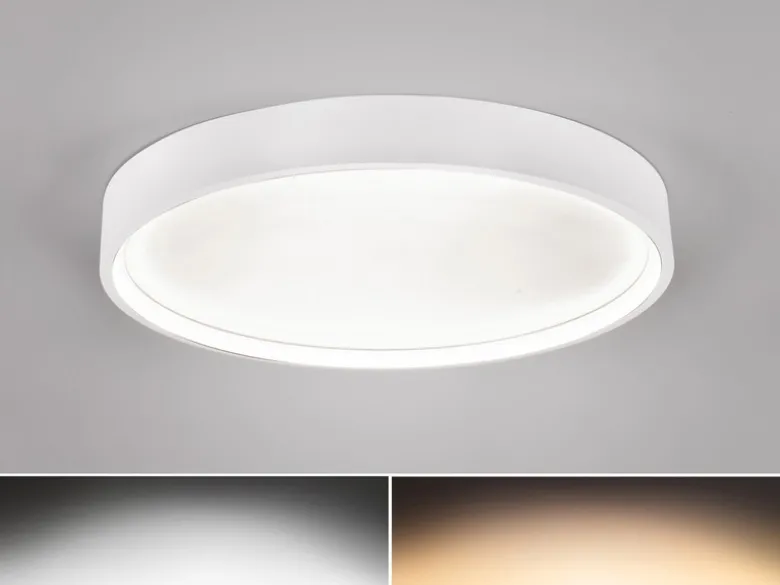 Flache LED Deckenleuchte DOHA mit 2 Lichtfarben in Weiß, Ø 45cm