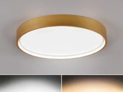 Flache LED Deckenleuchte DOHA mit 2 Lichtfarbe in Messing, Ø 45cm