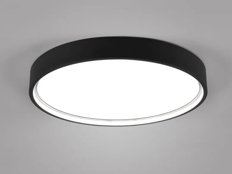 Flache LED Deckenleuchte DOHA mit 2 Lichtfarben in Schwarz, Ø 45cm