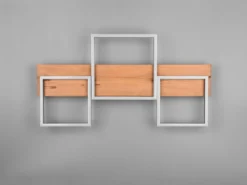 Flache LED Deckenleuchte HARPER dimmbar Holzbrett naturbelassen, Breite 65cm