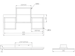 Flache LED Deckenleuchte HARPER dimmbar Holzbrett naturbelassen, Breite 65cm