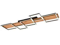 Flache LED Deckenleuchte HARPER dimmbar Holzbrett naturbelassen, Breite 115cm