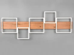 Flache LED Deckenleuchte HARPER dimmbar Holzbrett naturbelassen, Breite 115cm
