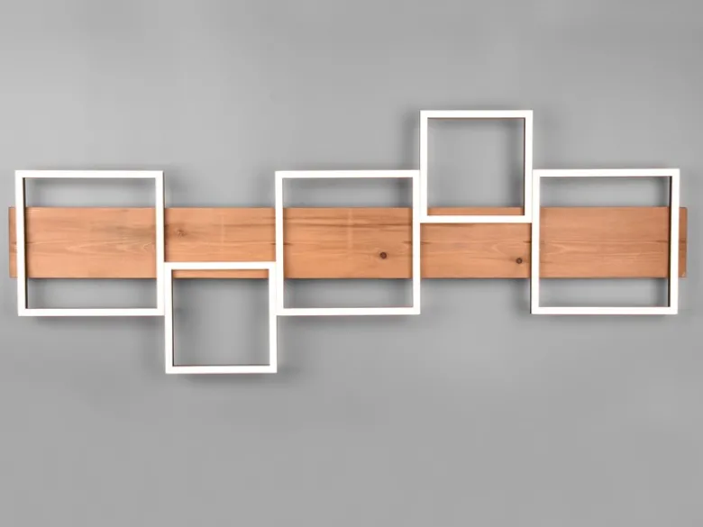 Flache LED Deckenleuchte HARPER dimmbar Holzbrett naturbelassen, Breite 115cm